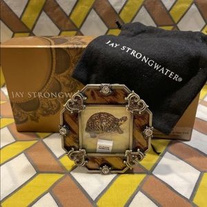 JAY STRONGWATER EVA OCTAGONAL MINI PHOTO FRAME Brown/Burgundy NIB Heart Crystal